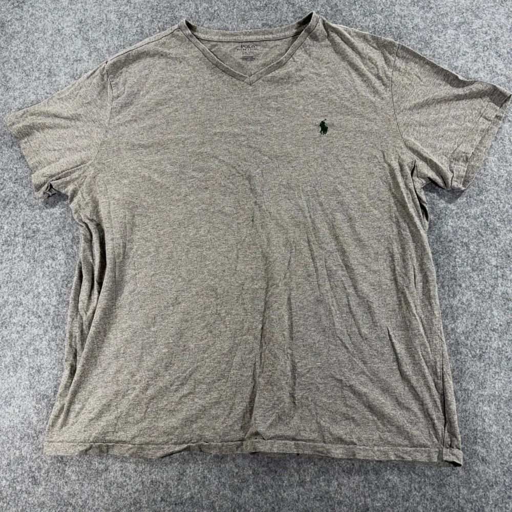 Polo Ralph Lauren Mens V-Neck T-Shirt XXL Grey Heather Short Sleeve Pony Logo